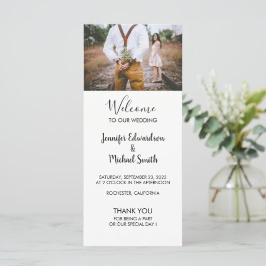 Modernes, rustikales Hochzeitsprogramm für Fotos Programm (Stehend Vorderseite)