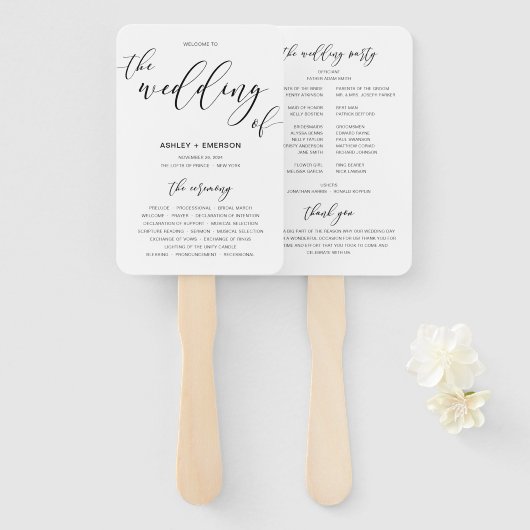 Modernes Rustikales Hochzeitsprogramm Handfans Fächer (Vorne und Hinten)