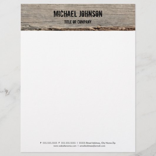 Modernes Rustikales Holz Briefkopf (Vorderseite)