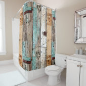 Modernes, rustikales Holz Landschaftskunst Duschvorhang (Beispiel)