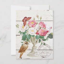 Modernes rustikales Holz mit Blume Botanische Kuns Postkarte