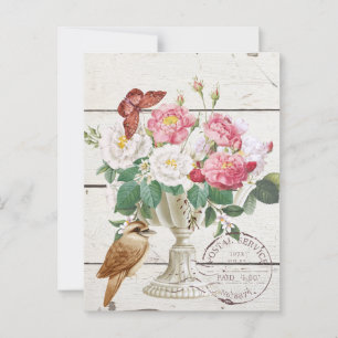 Modernes rustikales Holz mit Blume Botanische Kuns Postkarte