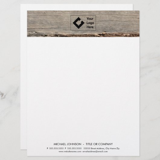 Modernes rustikales Holz mit Logo Briefbogen (Vorne/Hinten)