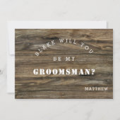 Modernes rustikales Holz, werden Sie meine Trauzeu Mitteilungskarte (Vorderseite)