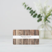 Modernes rustikales Holzdesign mit weißen Streifen Visitenkarte (Stehend Vorderseite)