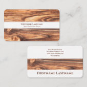 Modernes rustikales Holzdesign mit weißen Streifen Visitenkarte (Vorne/Hinten)