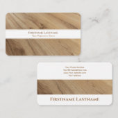 Modernes rustikales Holzdesign mit weißen Streifen Visitenkarte (Vorne/Hinten)