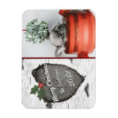 Modernes Rustikales Holzherz Familienurlaub Foto Magnet (Vertikal)