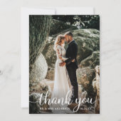 Modernes rustikales Kalligrafie-Skript Hochzeitssk Dankeskarte (Vorderseite)