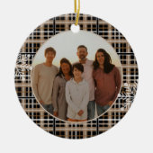 Modernes Rustikales Kariertes Snowflake Foto Keramik Ornament (Vorne)