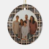 Modernes Rustikales Kariertes Snowflake Foto Keramik Ornament (Links)