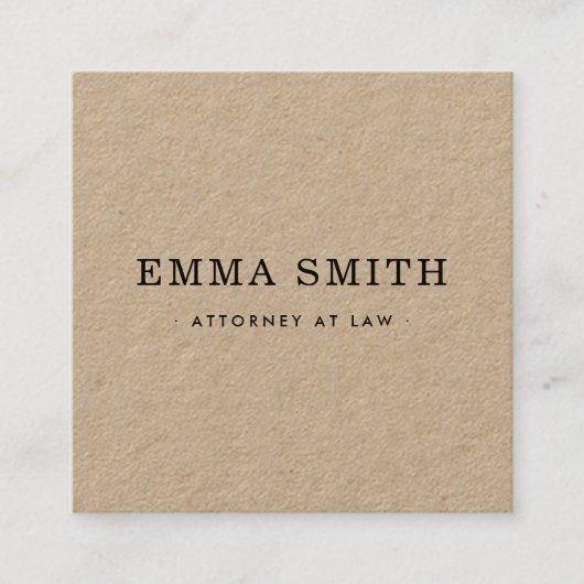 Modernes, rustikales Kraftpapier Quadratische Visitenkarte (Vorderseite)