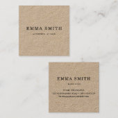 Modernes, rustikales Kraftpapier Quadratische Visitenkarte (Vorne/Hinten)
