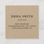 Modernes, rustikales Kraftpapier Quadratische Visitenkarte (Rückseite)