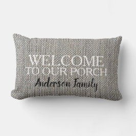 Modernes rustikales Leinen Willkommen zum Lendenkissen