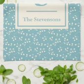 Modernes, rustikales Monogramm der Aquamarin blaue Geschirrtuch (Gefaltet)