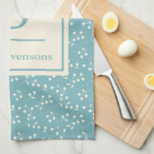 Modernes, rustikales Monogramm der Aquamarin blaue Geschirrtuch (Viertel Falte)