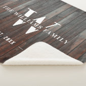 Modernes rustikales Monogramm Familienname Vintage Sherpadecke (3/4)