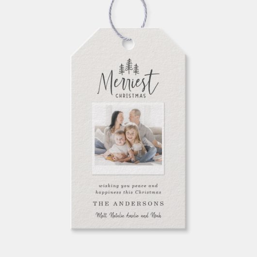modernes rustikales Multi-Foto Geschenkanhänger (Vorderseite)