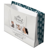 modernes rustikales Multi-Foto Große Geschenktüte (Vorderseite Schrägansicht)