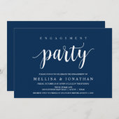 Modernes Rustikales, Navy Blue Script, Engagement Einladung (Vorne/Hinten)