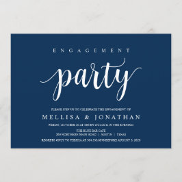 Modernes Rustikales, Navy Blue Script, Engagement Einladung