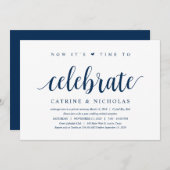 Modernes, rustikales, navy Blue Script, Hochzeitsf Einladung (Vorne/Hinten)