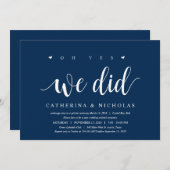Modernes, rustikales, navy Blue Script, Hochzeitsf Einladung (Vorne/Hinten)