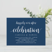 Modernes, rustikales, navy Blue Script, Hochzeitsf Einladung (Stehend Vorderseite)
