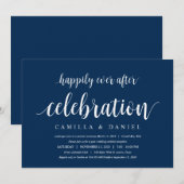 Modernes, rustikales, navy Blue Script, Hochzeitsf Einladung (Vorne/Hinten)