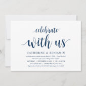 Modernes, rustikales, navy Blue Script, Hochzeitsf Einladung (Vorderseite)
