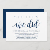 Modernes, rustikales, navy Blue Script, Hochzeitsf Einladung (Vorne/Hinten)
