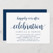 Modernes, rustikales, navy Blue Script, Hochzeitsf Einladung (Vorne/Hinten)