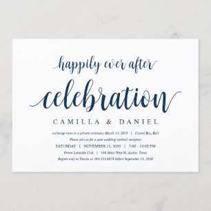 Modernes, rustikales, navy Blue Script, Hochzeitsf Einladung