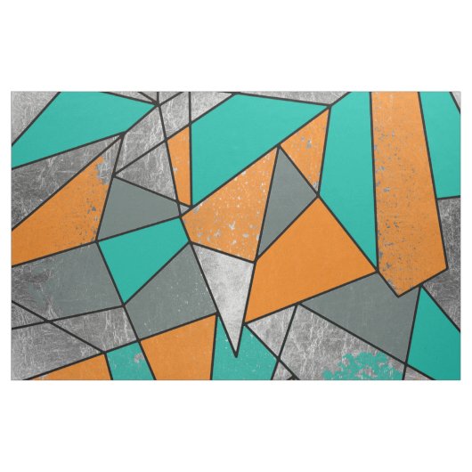 Modernes rustikales orange aquamarines graues stoff (Yard (91,4 cm))