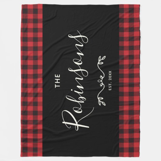 Modernes, rustikales Red Buffalo Kariertes Familie Fleecedecke (Vorderseite)