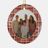 Modernes Rustikales Red Tan Kariert Snowflake Foto Keramik Ornament (Links)