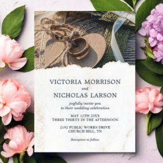 Modernes Rustikales Rings Foto Einladung Hochzeit