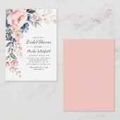 Modernes, rustikales rosa blaues Brautparty Mitteilungskarte (Vorne/Hinten)