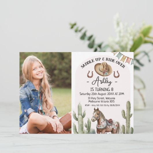 Modernes Rustikales Sattelpferd Einladung (Stehend Vorderseite)