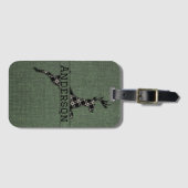 Modernes Rustikales Schwarz-Weiß Kariertes Hirsch Gepäckanhänger (Vorderseite (Horizontal))