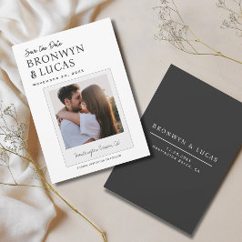 Modernes rustikales Schwarz-Weiß-Polaroid-Foto Save The Date