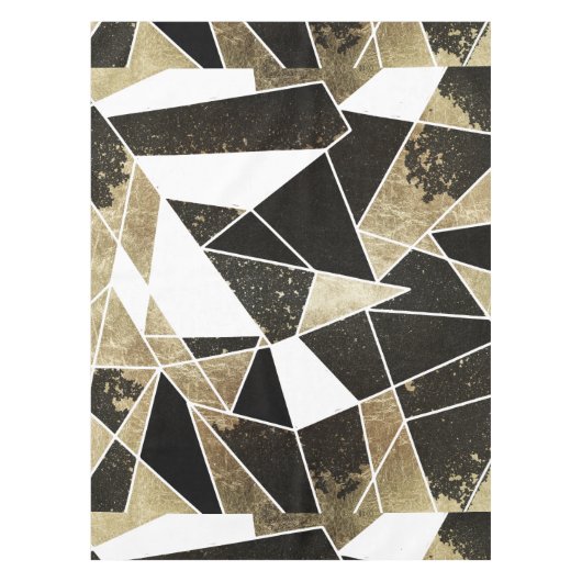 Modernes rustikales Schwarz-weißes und Imitat-Gold Tischdecke (Vorderseite)