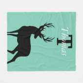 Modernes Rustikales Schwarzwild & Aquamarin Fleecedecke (Vorderseite (Horizontal))