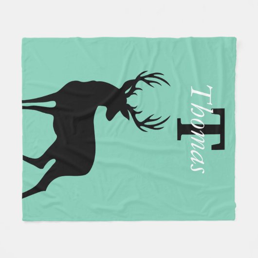 Modernes Rustikales Schwarzwild & Aquamarin Fleecedecke (Vorderseite (Horizontal))