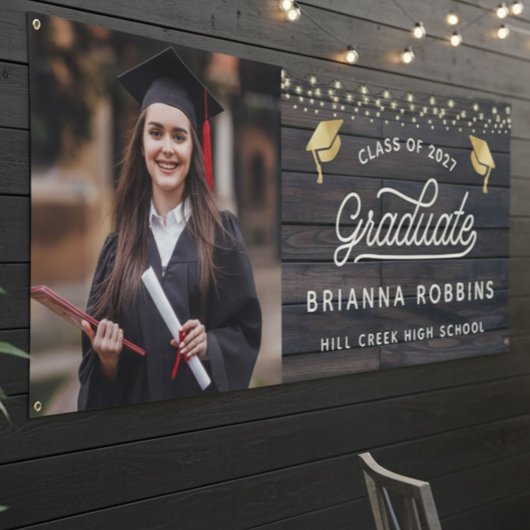 Modernes Rustikales Script Gold Abschluss Foto Woo Banner
