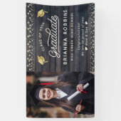 Modernes Rustikales Script Gold Abschluss Foto Woo Banner (Vertikal)