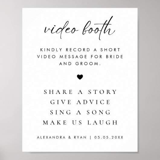 Modernes Rustikales Script-Hochzeitsvideokabinett- Poster (Vorne)