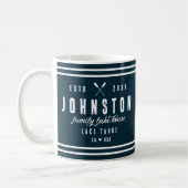 Modernes Rustikales Seehaus | Navy White Kaffeetasse (Links)