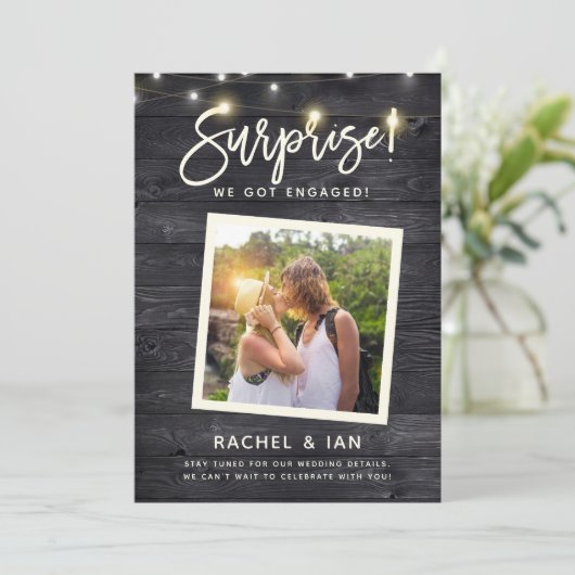 Modernes Rustikales Snapshot - Überraschendes Foto Save The Date (Stehend Vorderseite)